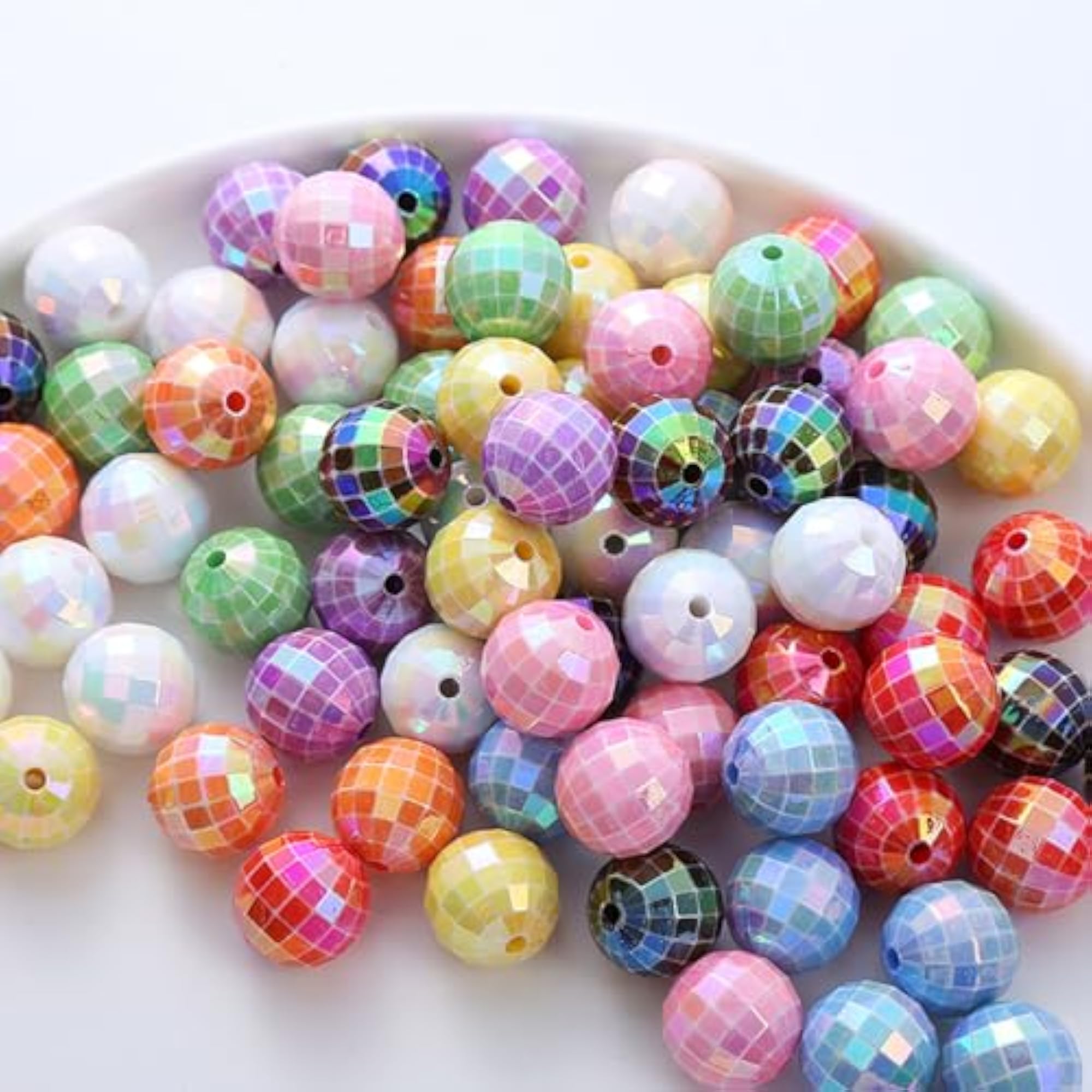 50PCS 16mm Acrylic Beads Colorful Disco Ball Beads