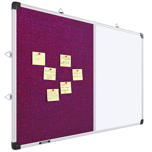 Image of GOSHU Combination White Board 3 feet x4 feet & Pink Pin-Up Notice Board | Non-Magnetic Dual Board for Home, Office & School (Pink, 3x4 feet, Pack of 1 Item)