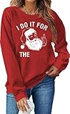 eatbook felpe di natale per le donne pullover brutto grafico natale carino babbo natale camicie vacanza famiglia top abiti casual regalo, rosso, large