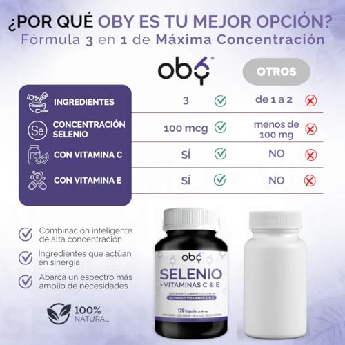 Vitamínicos, selenio 400 mg Marca OBY (3)