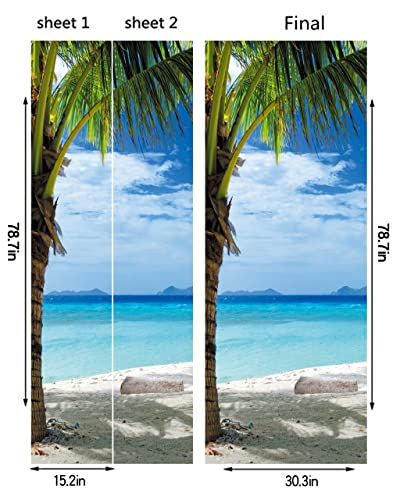 Door Decal - Flfk 3D Door Sticker Peel And Stick, Removable Self-Adhesive Beach Door Wallpaper For Home Decor, 30.3 "W X 78.7 "L, Set Of 2 Sheets #TOP1