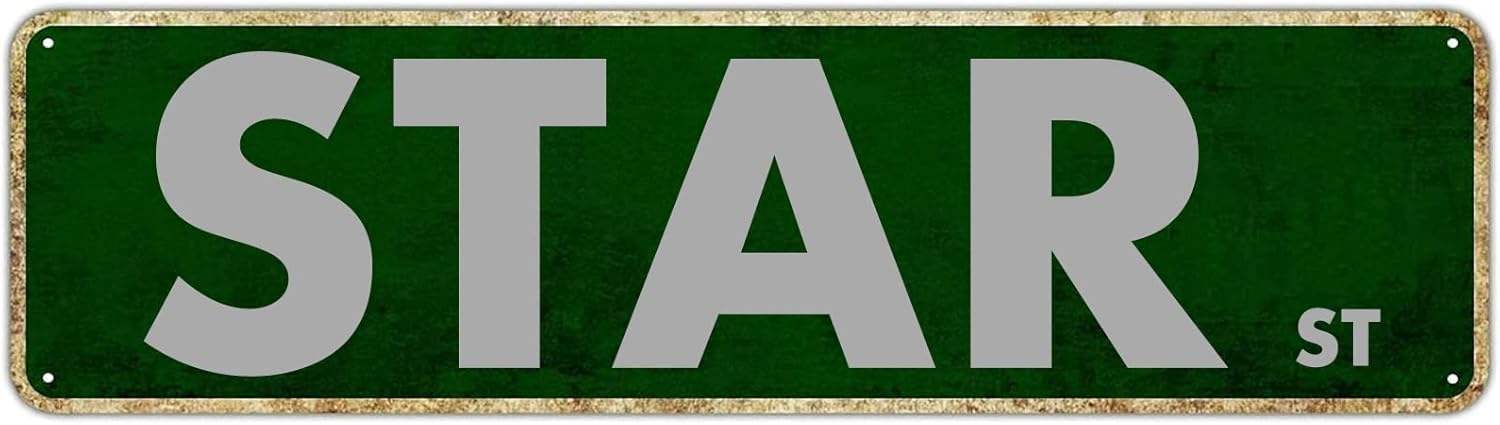 peiyeety Star St Vintage Metal Tin Sign, 4x16 Inch Rustic Celebrity Themed Wall Decor, Retro Sign for Home, Man Cave, Waterproof Tin Sign, Durable Wall Art