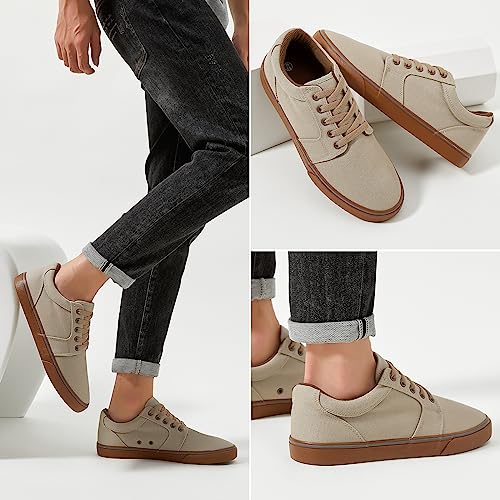Image of BENPAO Mens White Casual Shoes All Black Fashion Sneakers for Men Low Top Lace Up Canvas Shoes