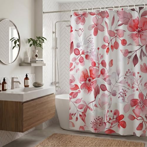 Rideau de douche 150x170cm en polyester imperméable motif fleur avec anneaux inclus - 3