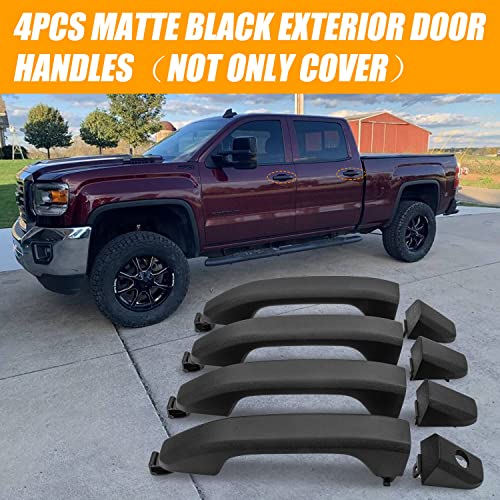 Tepeng 4Pcs Door Handles Matte Black Exterior Compatible With Chevy Silverado Gmc Sierra 1500 2500 3500Hd 2014-2019 | Replaces 23236150 22923605 22923599 22929412 22929464 (Not Only Cover) #TOP5