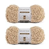 Crafted By Catherine Teddy Bear Faux Fur Yarn - 2 Pack (41 Yards Each Skein), Beige, Gauge 6 Super Bulky