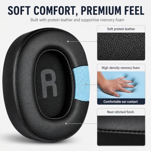 Image of Street27 Replacement Earpads Compatible with JBL Tune 700BT, 710BT, 720BT, 750BT, 750BTNC, 760NC & 770NC Headphones, Memory Foam Protein Leather Ear Cushions, Black