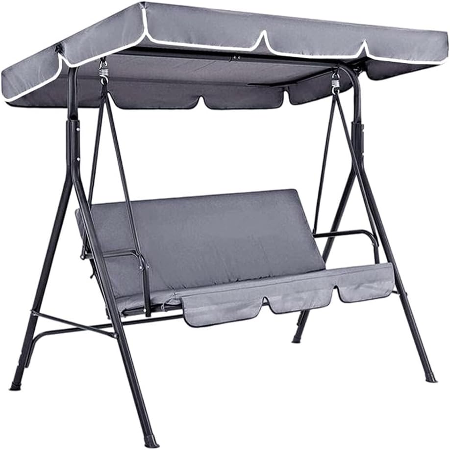 CREATCABIN Patio Swing Canopy Replacement Cover Outdoor 3 Seater Porch Swing Seat Chair Canopy Top Cover 210D Oxford Cloth Waterproof UV Protection for Garden Hammock Top Furniture Covers Gray 77x49in