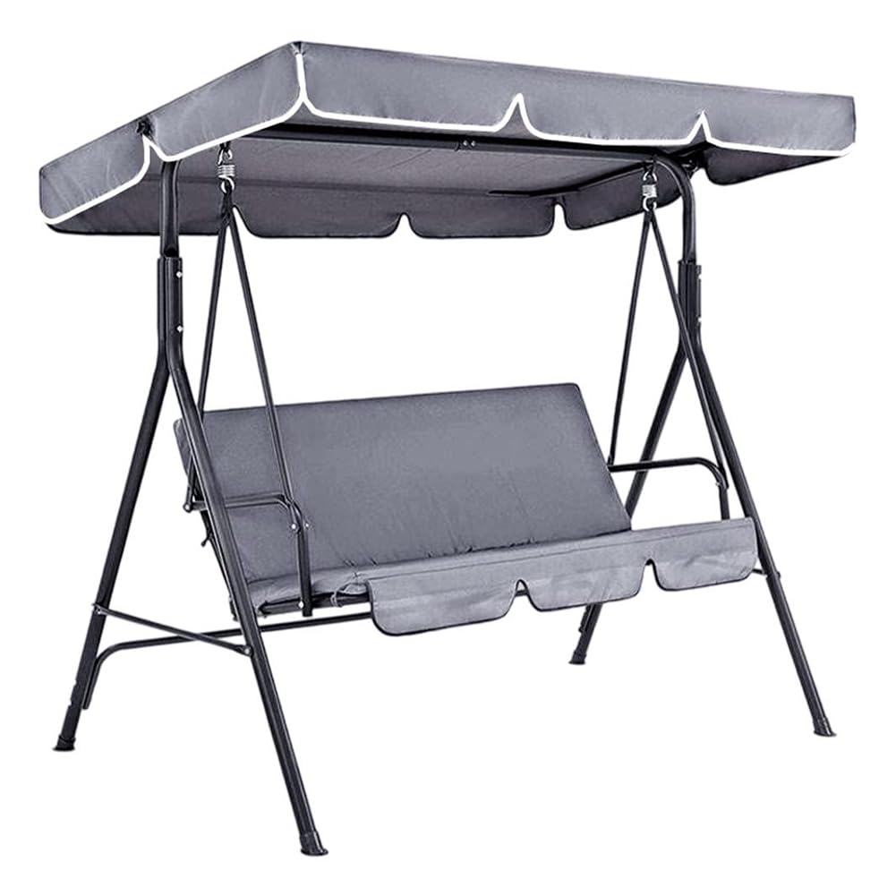 CREATCABIN Patio Swing Canopy Replacement Cover Outdoor 3 Seater Porch Swing Seat Chair Canopy Top Cover 210D Oxford Cloth Waterproof UV Protection for Garden Hammock Top Furniture Covers Gray 56x47in