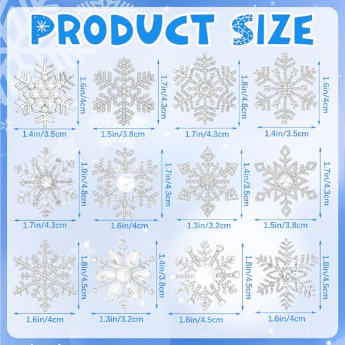 Image of 12Pcs Winter Snowflake Pins Brooch Christmas Jewelry Gift for Women