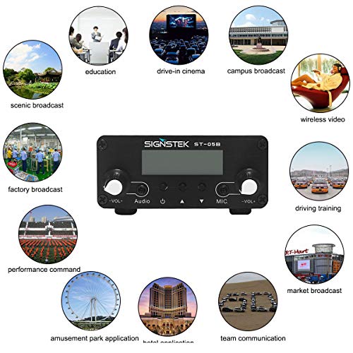 Signstek ST-05B FM Transmitter for Church, Dual Mode Long Range Stereo Broadcast with Antenna, Black