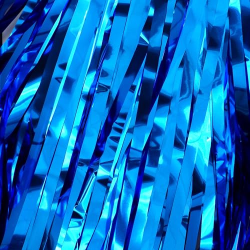 Image of Hampton Distribution 2 Pack Blue Fringe Backdrop Curtains, Blue Streamers Party Backdrop, Baby Shower Decorations, Party Decorations Supplies for Birthday, Holidays, Parties & More