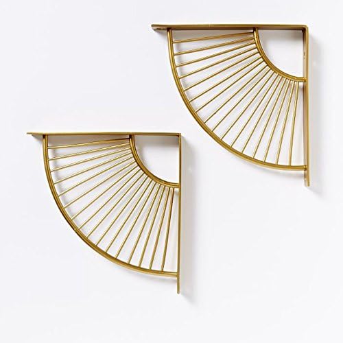 WGX Shelf Brackets,Wall/Display Shelf Hung Bracket DIY Shelf (Gold) 2pcs-Pack