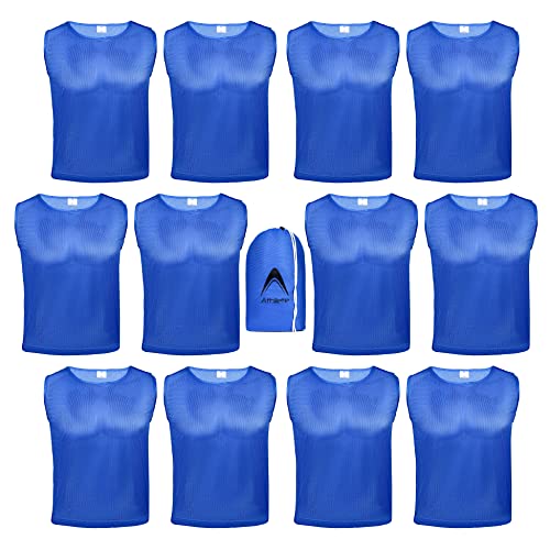 Athllete Boys Scrimmage Vest - Numbered Pinnies, Set of 12, Azure Blue, Medium - Thumbnail 4