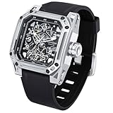 Reloj Esqueleto de Lujo para Hombre – Reloj mecánico automático automático automático con de Acero Inoxidable | Estilo Steampunk, 330FT Resistente al Agua, Marido