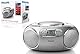 Philips AZ127/12 CD-Soundmachine, CD-Player Tragbar (UKW-Radio, CD, Kassettendeck, Dynamic Bass Boost, Audioeingang) Silber