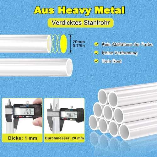 SMILOVII kleiderständer Stabil, Freistehender Doppelruten klamotten ständer mit 8 Haken und 2 Schuhregal metall, Multifunktional kleiderstange, Perfekte Jackenständer fürs Schlafzimmer – Weiß