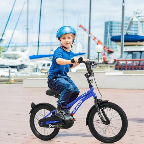 Image of Olakids Kids Bike, 12 14 16 18 Inch Toddlers Bike with Training Wheels Safety Bell Adjustable Seat and Handlebar, Handbrake and Coaster Brake, Children's Bicycle for Boys Girls