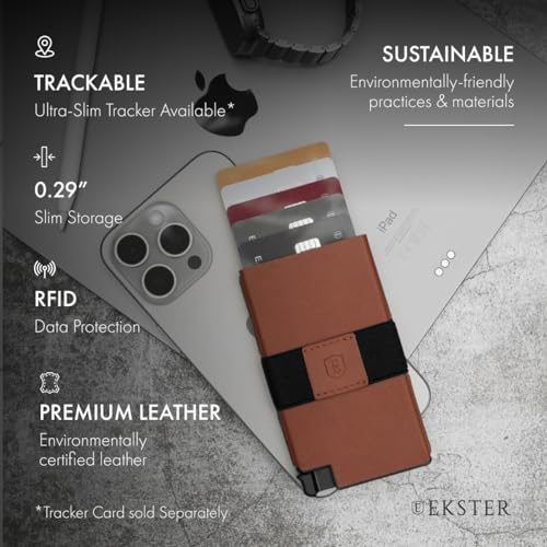 Ekster Senate Cardholder Wallet for Men | Slim Card Holder for Men w/RFID Blocking Layer | Minimalist Wallet w/Push Button for Quick Card Access | Caramel4