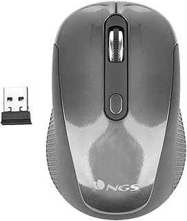 NGS Haze - Ratón Óptico Inalámbrico 2.4GHz, Ratón USB para Ordenador o Laptop con 3 Botones y Scroll Metálico, 800/1600dpi, Gris