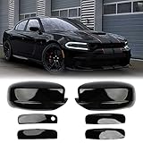 SPORTULI Black Vehicle Side View Mirror Covers Caps + Door Handle Covers Replace for 2011-2022 2023 2024 Dodge Charger