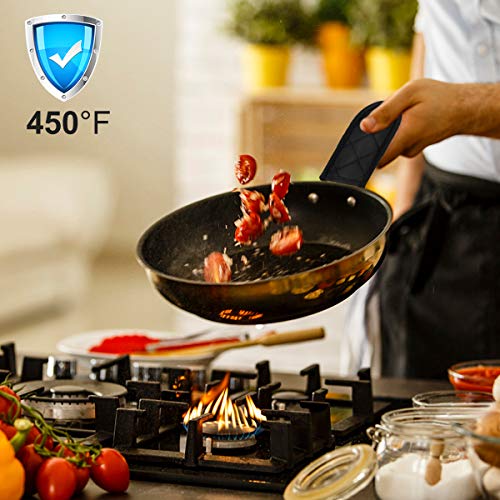 Evoio Hot Handle Holder, Cast Iron Skillet Handle Covers, Non-Slip Machine Washable Pot Holder Sleeves for Kitchen, BBQ and Baking (4-Pack Black) - Thumbnail 2