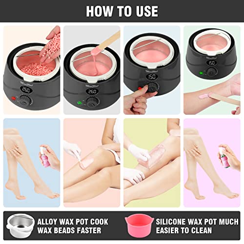 Waxing Kit, Wax Kit for Women Men MaxFlat Digital Wax Pot Hard Wax Kit with 51 Wax Accessories 17.6 oz Brazilian Wax for Full Body Armpit Brazilian Bikini Waxing Kit