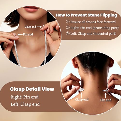 4mm Tennis Necklace for Women - 18K White Gold Plated Hypoallergenic, Round 5A Cubic Zirconia Faux Diamond Tennis Chain, 16/18/20/22 Inch for Men and Women3