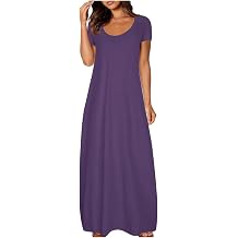 Womens Plus Size Maxi Dress Short Sleeve Round Neck Summer Dresses Comfy Lightweight 2025 Trendy Long Wear