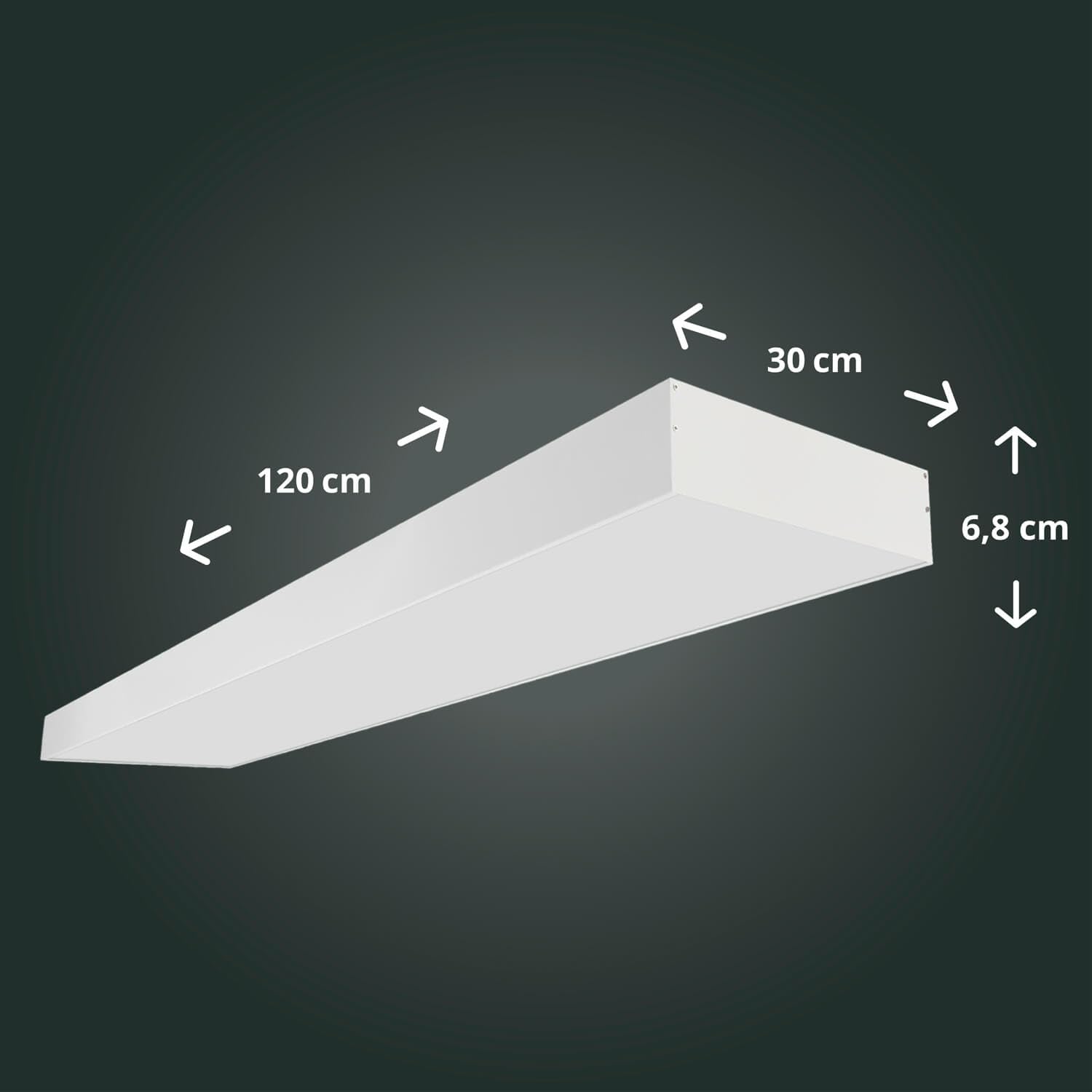 Smart Home LED Panel Deckenleuchte RGB+CCT 120x30cm Farbsteuerung variables weiß 2700-6500K 4800lm dimmbar inkl. Fernbed. App-steuerbar Alexa Google Assistant Bluetooth WiFi Android iOS 1200x300x68mm