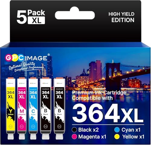 GPC Image 364XL Cartuchos de tinta Compatible para HP 364 364XL para HP Deskjet 3520 3070A Photosmart 5510 5515 5520 6510 6520 7510 7520 para HP Officejet 4620 4622(2Negro, 1Cian, 1Magenta, 1Amarillo)