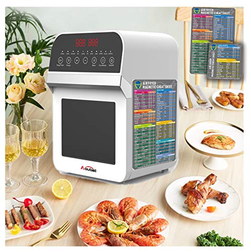 HiWEiX Air Fryer Magnetic Cheat Sheet Set Air Fryer Accessories Cooking Times Chart Air fryer Time Sheet Quick Reference Guide for Cooking and Frying (Elegant Grey)