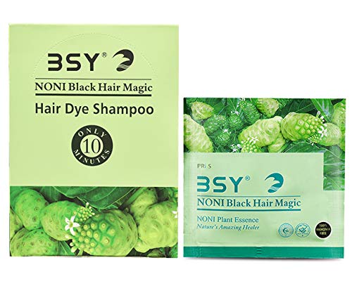 Image of 3 IN 1 Natural 5-Min Hair Colour Shampoo Black | Ammonia Free Long Lasting Hair Color Noni Fruit Extract No Hair Loss Grey Coverage Hair Dye for Women & Men (12ml-12 Sachet)