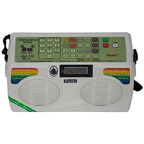 Electronic Tabla - RADEL Taalmala - Digi 108, Electronic Tabla and Manjira - Tabla Sampler, DJ Tabla Sound Machine, Instruction Manual, Power Cord, Bag (PDI-AAF)