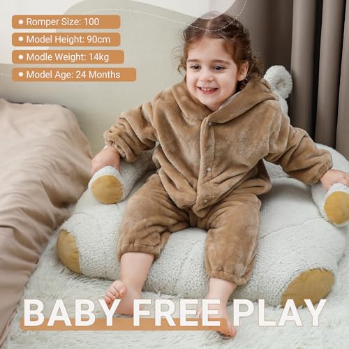 MICHLEY Infant Halloween Cosplay Costume Kids' Animal Outfit Hooded Romper | Unisex Baby 2-3T, 100% Polyester, Machine Wash, Light Brown Bear — view 4
