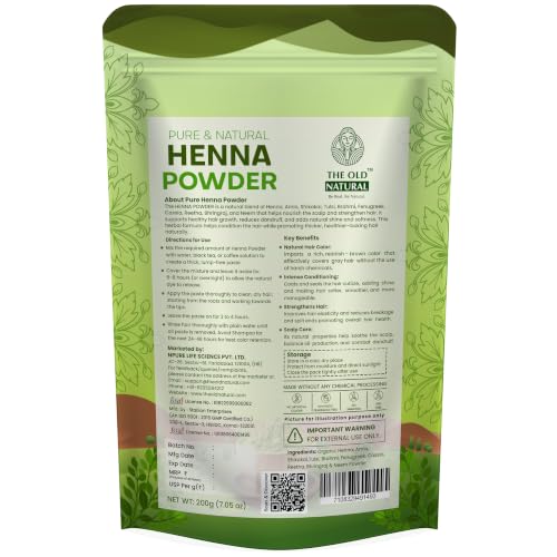 Image of Henna Powder for Hair Color & Hair Growth | 100% Pure Natural Mehndi Powder for Hair & Hands | Chemical Free Hair Conditioner for Strong, Shiny Hair | Herbal Henna for Men & Women - 200g