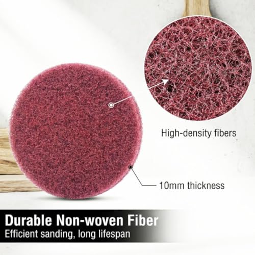 Image of 5 Inch 400 Grit Drill Brush Scrubber Scouring Pads, 20 Pcs Hook & Loop Power Scrubber Scouring Pads for Rotary Tools, Random Orbital Sander (Red)
