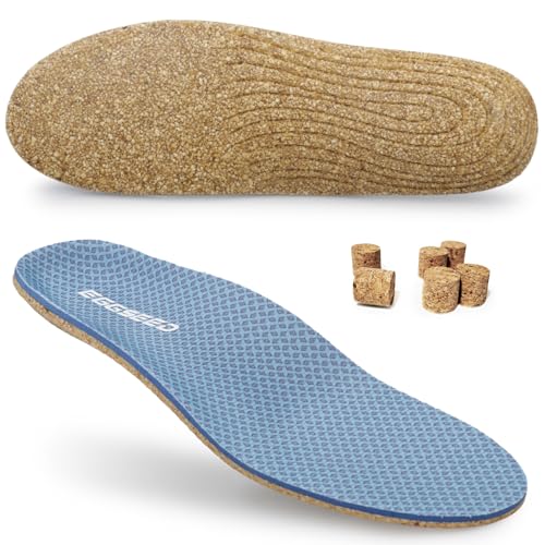 Eggseed Plantar Fasciitis Insoles Arch Support Soft Breathable Cork Orthotic Shoe Inserts for Heel Pain Relief and Flat Foot Anti Fatigue Work Shoe Insert Men Women