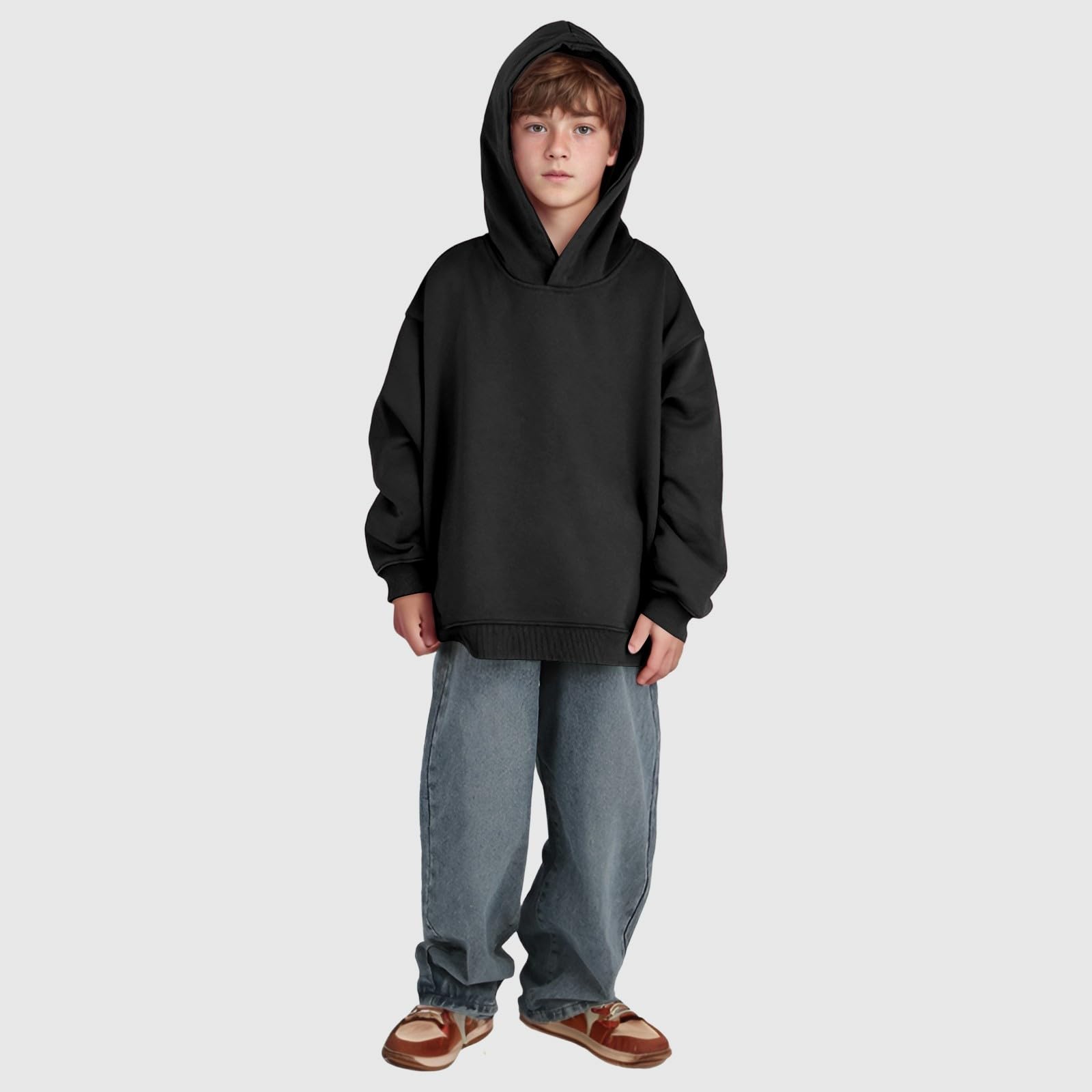 Generico Felpe con Cappuccio Morbide per Bambini Tasche Laterali Maglie Maniche Lunghe Scollo Rotondo Casual Outdoor attività 3-14 Anni