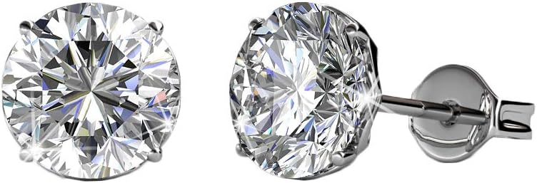 Cate & Chloe Mallory 18K Gold-Plated Solitaire Stud Earrings | Jewelry for Women with Round Cut Simulated Diamond Crystals | Hypoallergenic Classic Studs | Gift for Her on Christmas, Anniversary