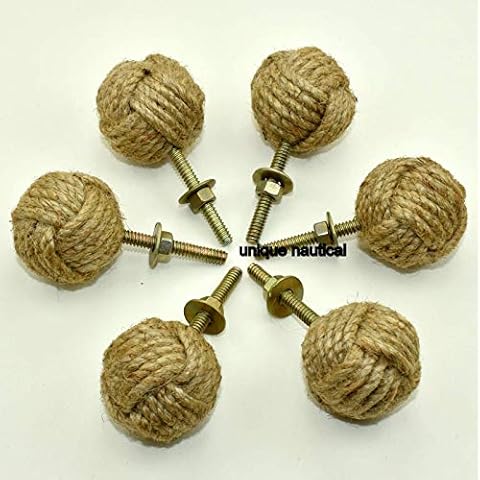 Jute Rope Door Knobs/Rope Knot Drawer Pulls and Knobs/Pull and Push Handle Knobs Cover