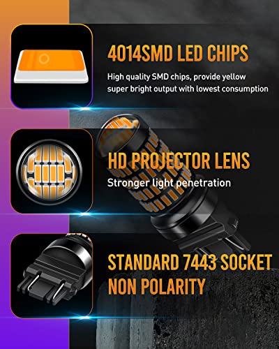 Luyed Newest 3157 Led Bulbs For Turn Signal Light Amber Yellow 400% Brighter 3156 3056 4057 4157 Led Bulb 102-Smd 4014 Chipsets With Projector For Blinker Parking Side Marker Brake Lights, Pack Of 2 #TOP3