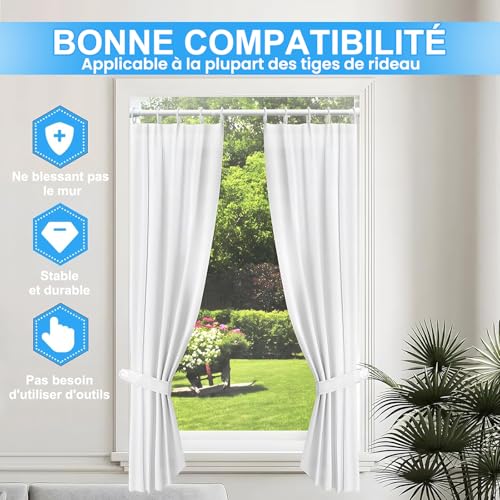 Tringle rideau douche sans perçage extensible 115-195cm blanche fixe - 6