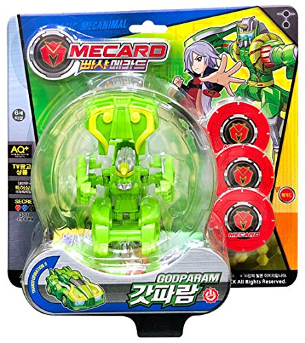 Pasha Mecard GODPARAM Mecanimal Transforming Car Toy Green Color Shooting Pop Up on Card (Single Product)