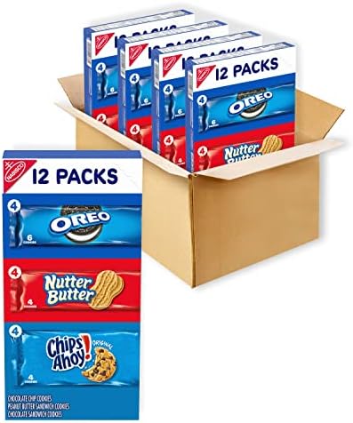 OREO Nabisco Cookies Variety Pack, Nutter Butter, CHIPS AHOY!, 48 Snack Packs (4 Boxes)