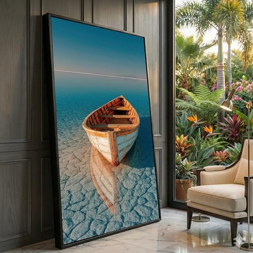 Decoración de pared con serenidad: lienzo de barco antiguo y aguas tranquilas