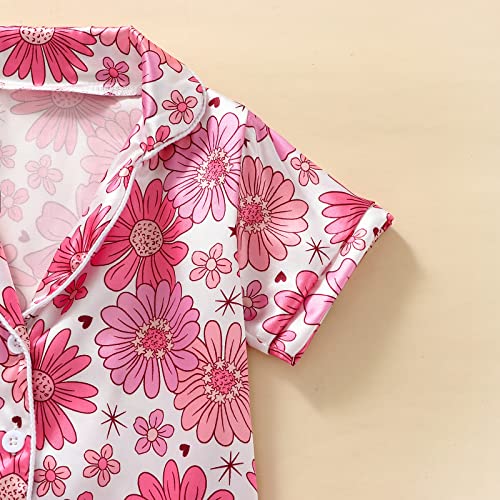 Toddler Girl Cute Long Sleeve Button Down Pajamas Set Lounge Set Sleepwear Nightwear4