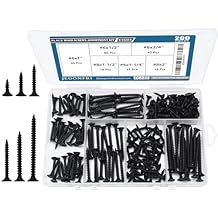 JEGONFRI High Hardness Black Wood Screws Assortment Kit, 209 pcs, Phillips Drive Flat Head, Wood Screws, Screws, Drywall Screws, Assorted Screws, Screws Set, 6 Sizes 2,1-1/2,1-1/4,1,3/4,1/2