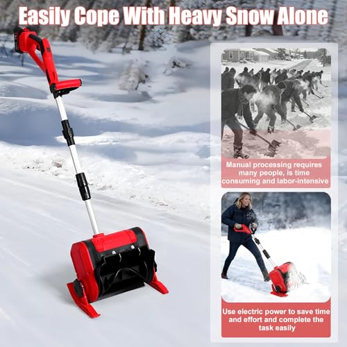 Pala de nieve eléctrica – Empujador de nieve inalámbrico alimentado por batería, herramienta ligera y eficiente para personas mayores y uso doméstico, ideal para quitar fácilmente la nieve