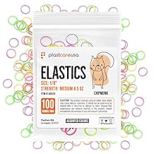 1000 Orthodontic Elastic Bands for Braces Medium 4.5 Oz, 1/8" Chipmunk - Intraoral Latex Dental Rubber Bands for Teeth Alignment and Gap Closure, Assorted Colors 10 Bags of 100